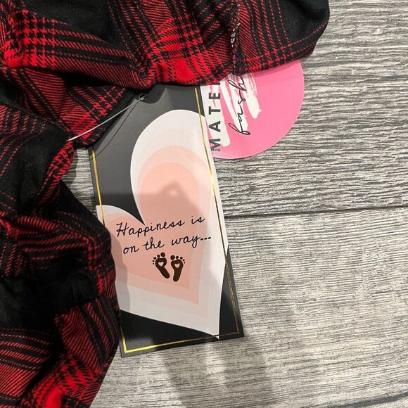 NWT Maternity Fashion Womens XL Flannel Dress 3/4 Sleeve Red & Black Plaid VNeck - Picture 5 of 6